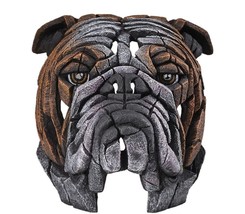 British Bulldog Bust Edge Sculpture 12.5" High Collectible Stone Resin Brown