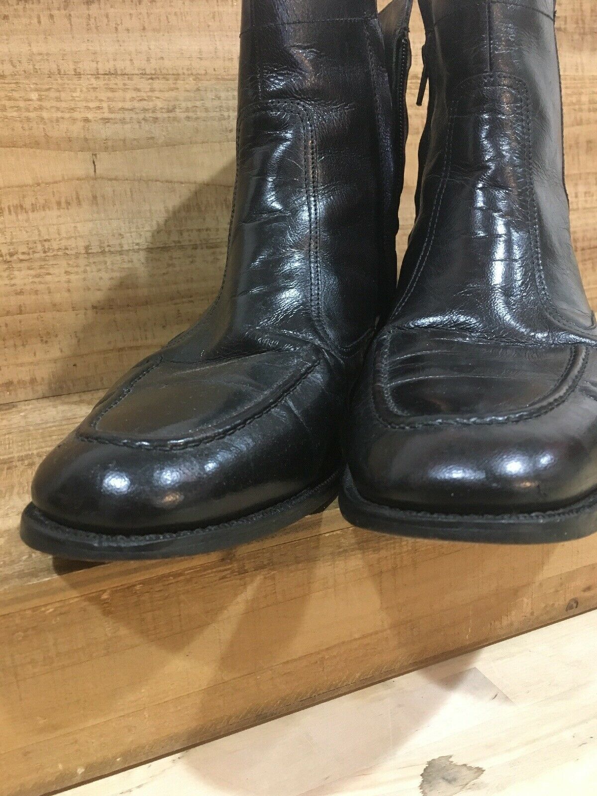Mens Florsheim Leather Black Zip Ankle Boots Size 11.5 D Style ...