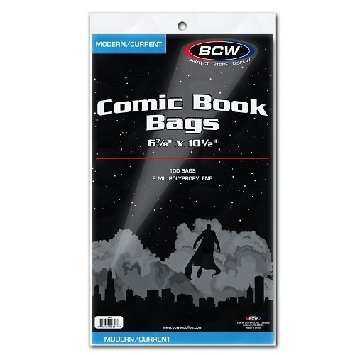 BCW Current Size Comic Bags,6-7/8 x 10-1/2 with 2 Flap - (100 Sleeves)