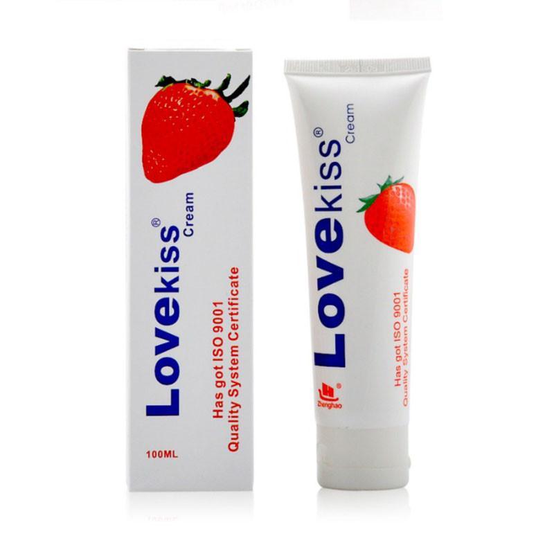 Love Kiss 100ml Strawberry Cream Edible Lubricant Lubricant Blow Job Or Vaginal Lubes Lotions