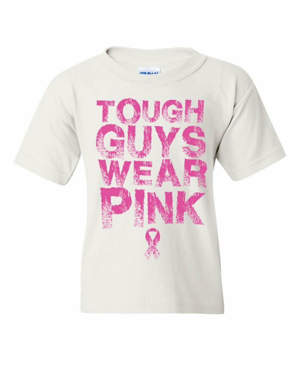 Tough Guys Wear Pink Youth T Shirt Breast Cancer Awareness Pink Ribbon