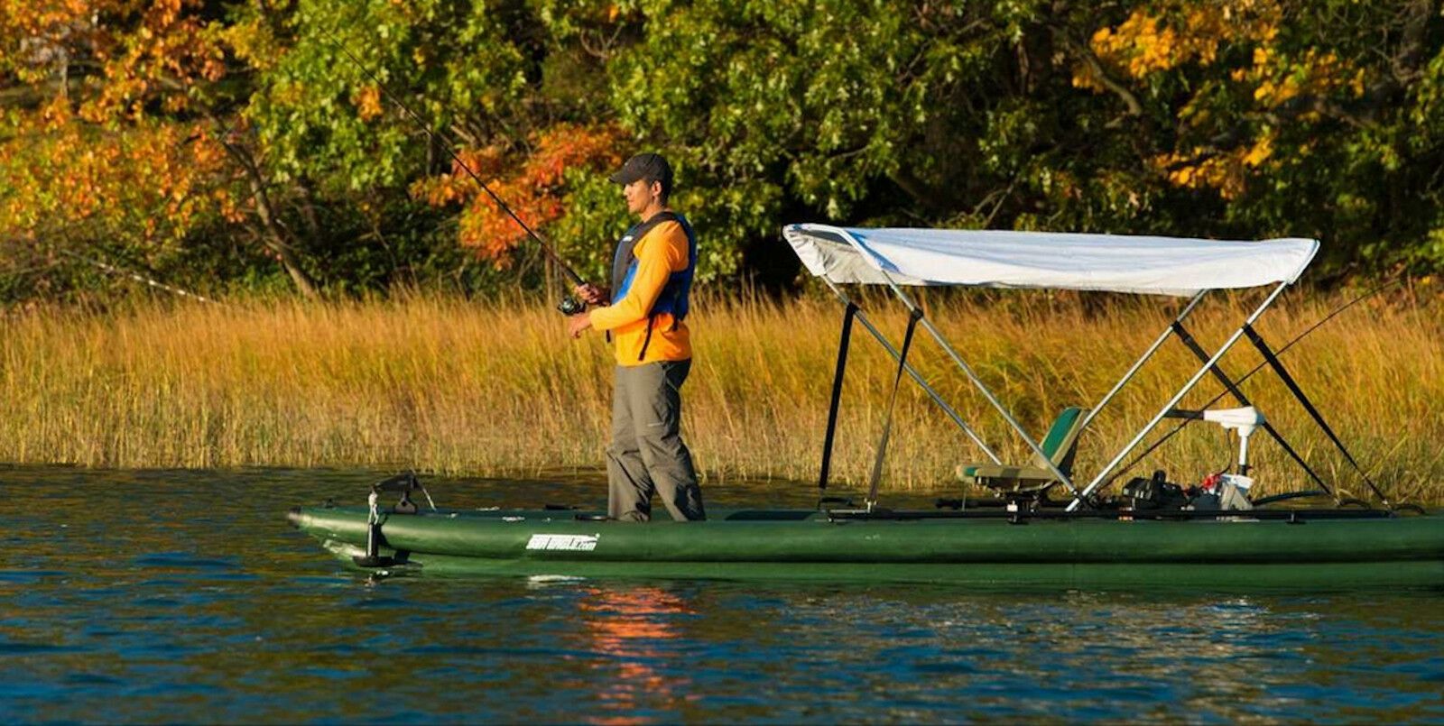 Sea Eagle FSK16 2Person Swivel Seat Canopy Pkg Fish Skiff Inflatable