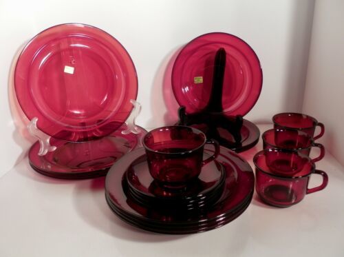 Arcoroc CLASSIQUE Ruby Red Glass Dinnerware 20-pc Set Service for 4