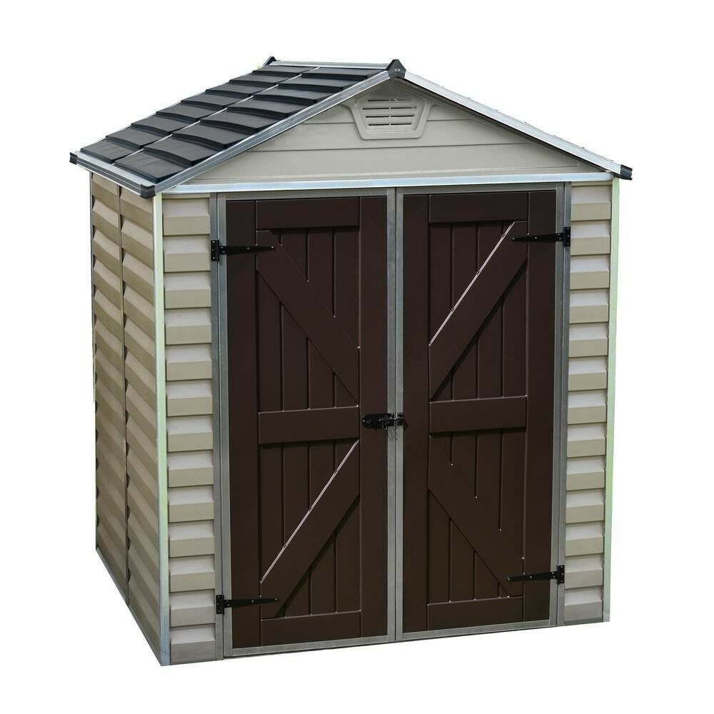 Storage Shed Plastic 6x5 Lockable Door Latches Traditional Outdoor ...
