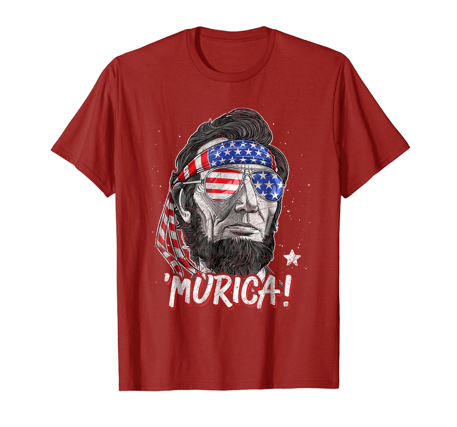 Funny TeeMerica Abe Lincoln T shirt 4th of July American Flag Murica Men