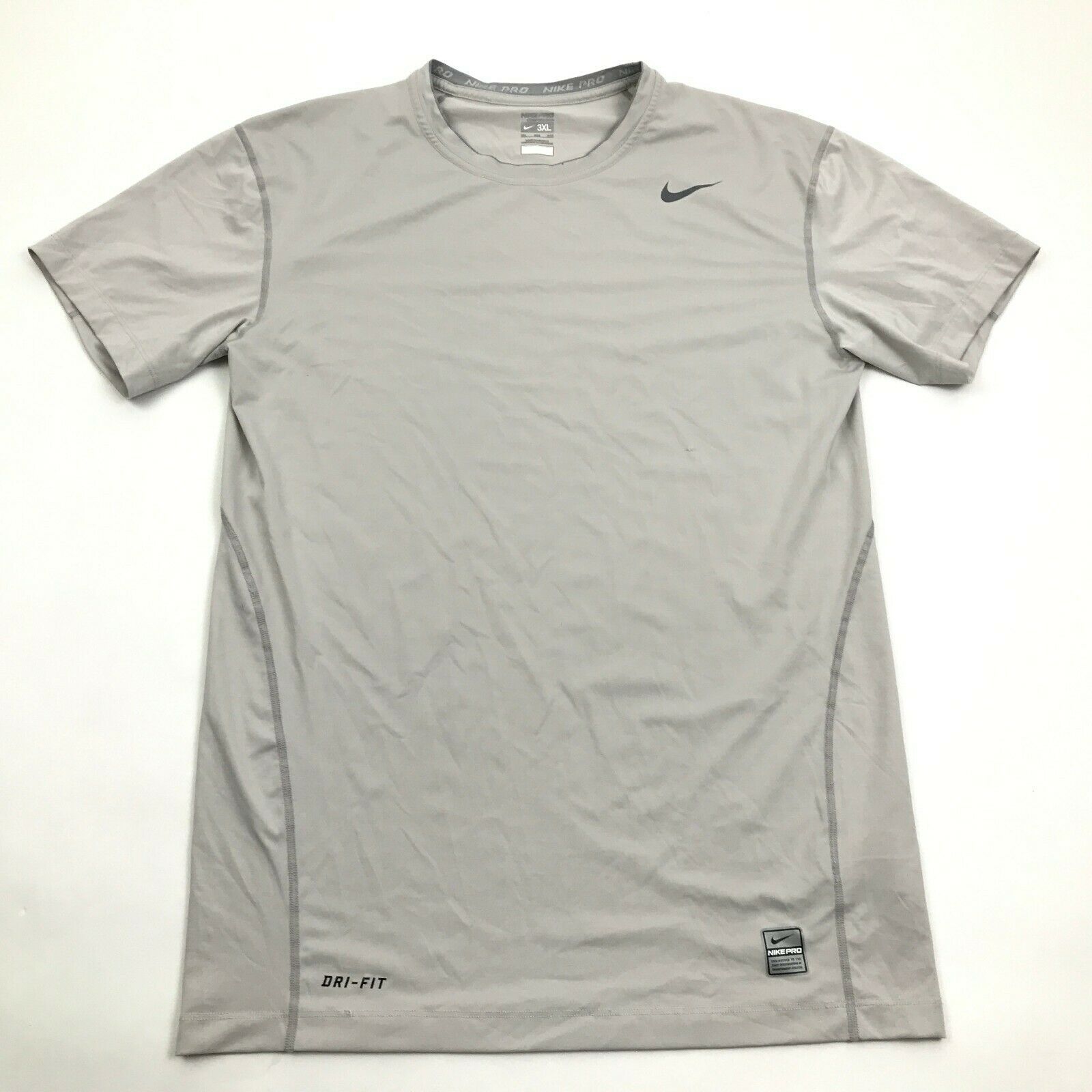 NIKE PRO Compression Shirt Men's Size 3XL XXXL Fitted Training Grey Tee ...
