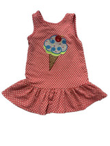 Girls 2T Youngland Dress Beach Pool COVER-UP Coral White Ice Cream Cone Poly - $4.75