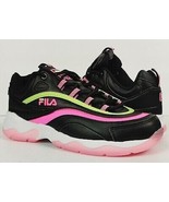 FILA Neon Pink &amp; Green Black Sneakers Women&#39;s 7 Chunky Tennis Shoes - $47.25