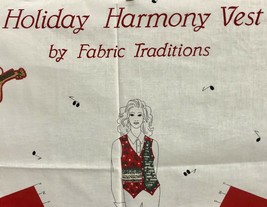 Christmas Vest Fabric Panel Holiday Harmony SML Rough Edge on Ends1997 - $10.40