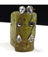 NATURAL ROCK CRYSTAL QUARTZ CARVED DIAMOND 18K GOLD 925 SILVER VICTORIAN... - $304.00