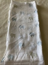 Aden And Anais Baby Boys White Gray Blue Hippo Swaddle Blanket 100% Cotton - $12.13