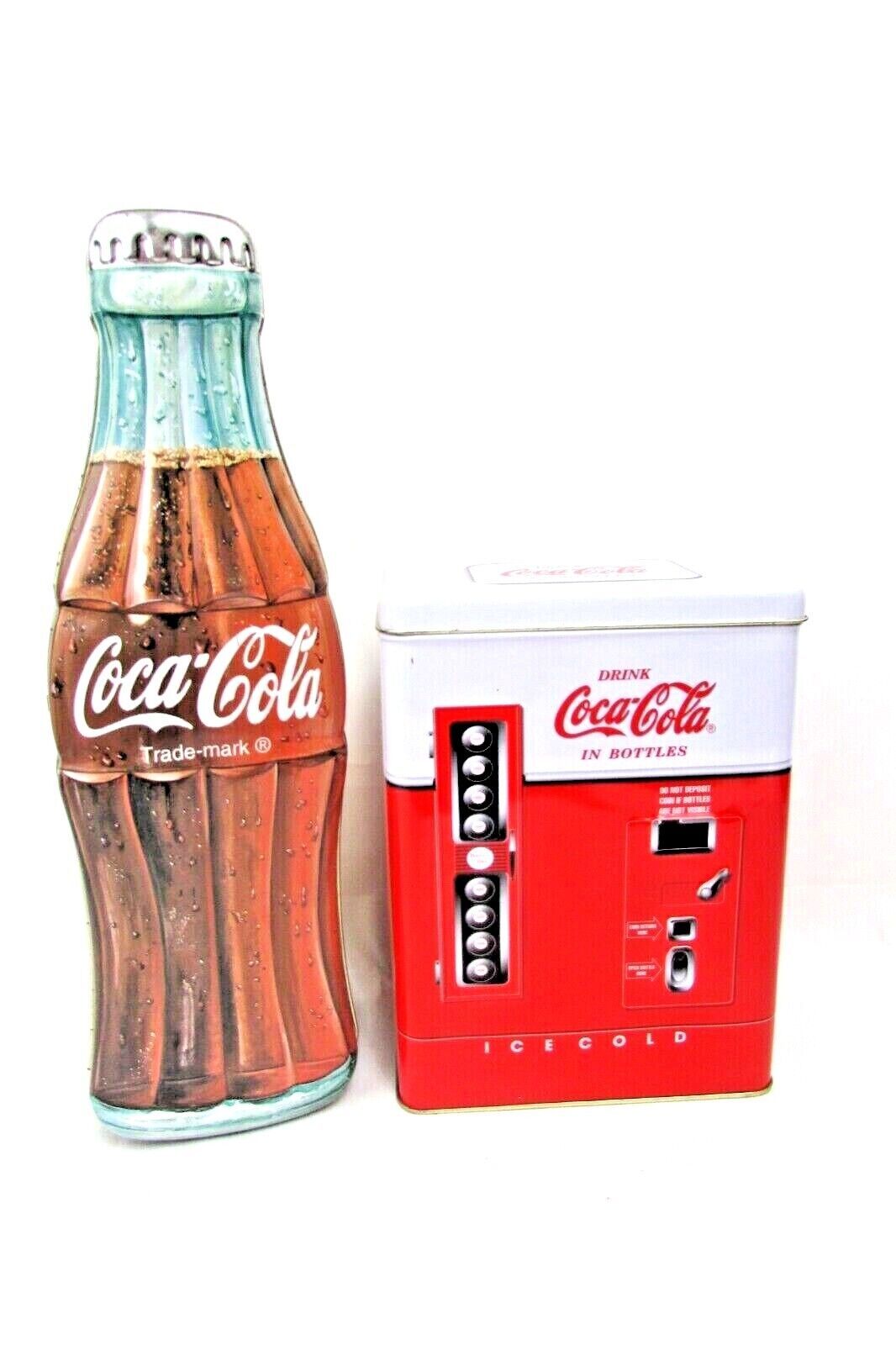 Primary image for Coca Cola 1950s Lot Vending Machine, and Tin Coke-Cola Bottle. 1997  As IS
