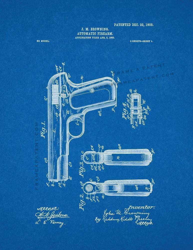 Colt Model 1903 Pocket Hammerless Automatic Pistol Patent Print ...