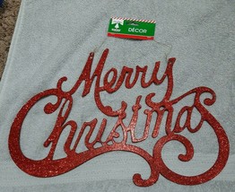 Christmas House&quot; Merry Christmas&quot; Decor Red Glitter-Brand New-SHIPS N 24... - $18.69