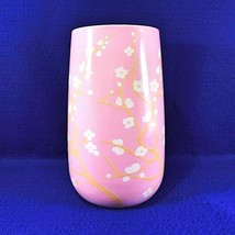 Large Pink Cherry Blossoms on Branches Vase Tapering Ceramic 8.5&quot; - $19.50