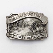 Vintage Washington 1983 Pewter Belt Buckle Siskiyou Where Life’s Worth L... - $54.45