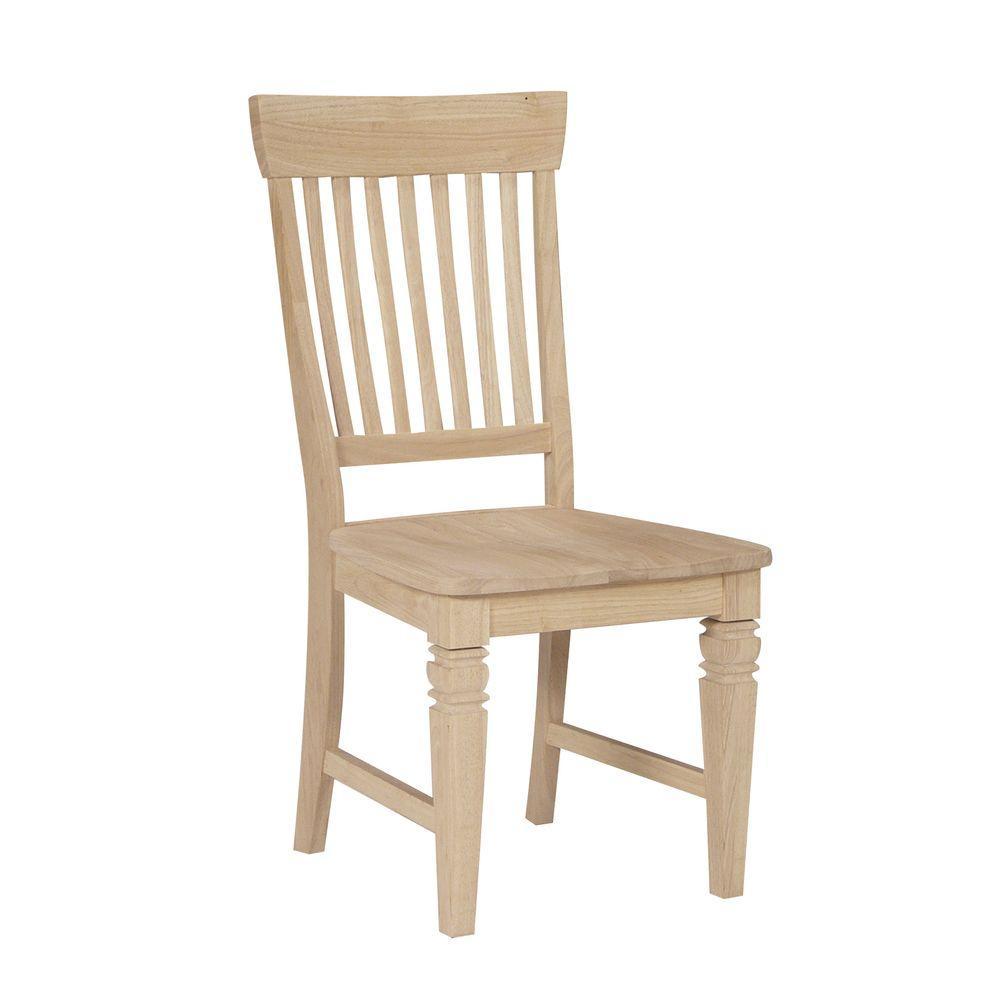 Dining Chair Slat Back Unfinished Solid Wood Assembly Required Set Of