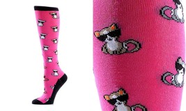 Cool Cats Women's Premium Knee Socks Yo Sox Pink Fits Size 6 to 10 Cotton Blend