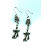 silver skull ghost charm earrings goth handmade silver tone metal jewelry - £3.19 GBP