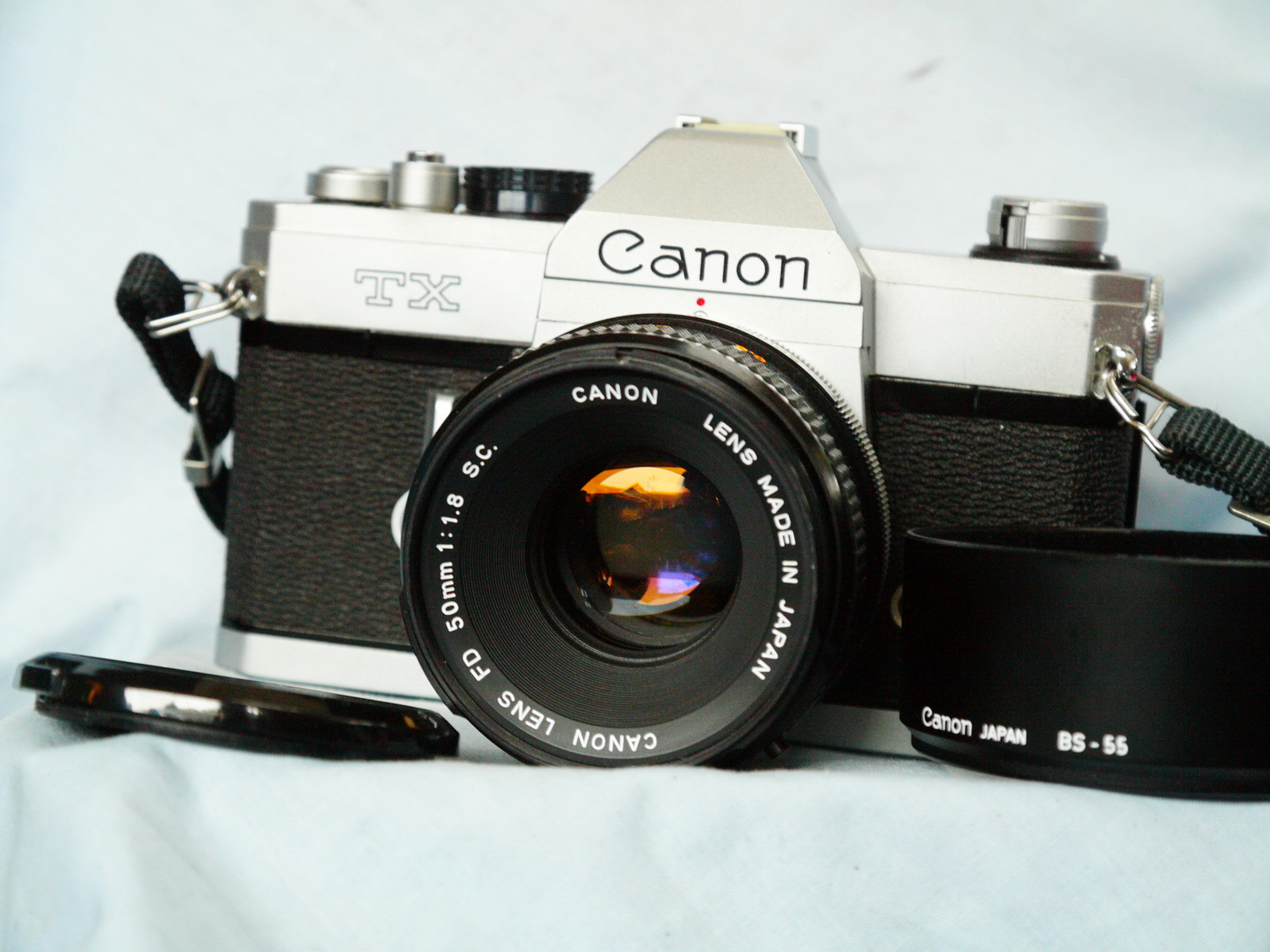 Canon TX Mechanical 35mm SLR Camera c/w 50mm Lens + Hood Nice Set