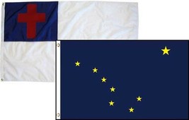 2x3 Christian Christ & State Alaska 2 Pack Flag Wholesale Combo 2'x3' - £9.51 GBP