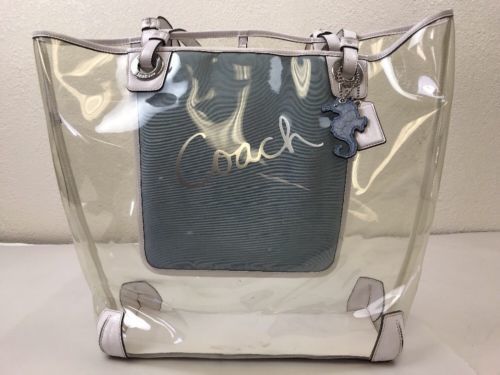 Coach Clear Tote Bag Beach Tote Blue Seahorse Crab Bag Very Rare ...