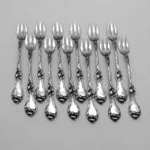 Les Cinq Fleurs 12 Cocktail Forks Set Reed Barton Sterling Silver 1900 - $439.45
