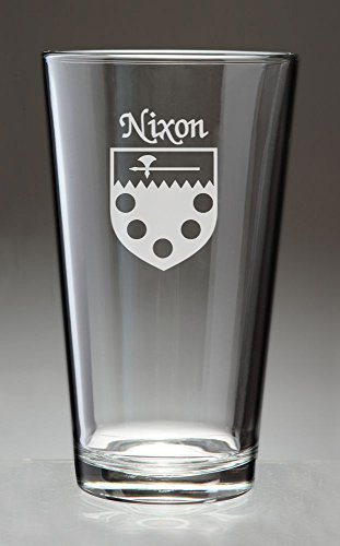 Nixon Irish Coat of Arms Pint Glasses - Set of 4 (Sand Etched)