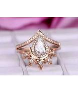 1.90Ct Pear Cut Diamond Engagement Wedding Bridal Ring Set 14K Rose Gold... - $124.67