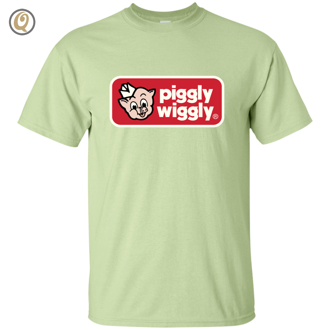 Piggly Wiggly, Pig, Funny, Cotton-T-Shirt - Pistachio - T-Shirts, Tank Tops