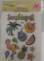 Crafter Square Tropical 3D Stickers Scrapbook Flamingo Floral Summer Met... - $9.89