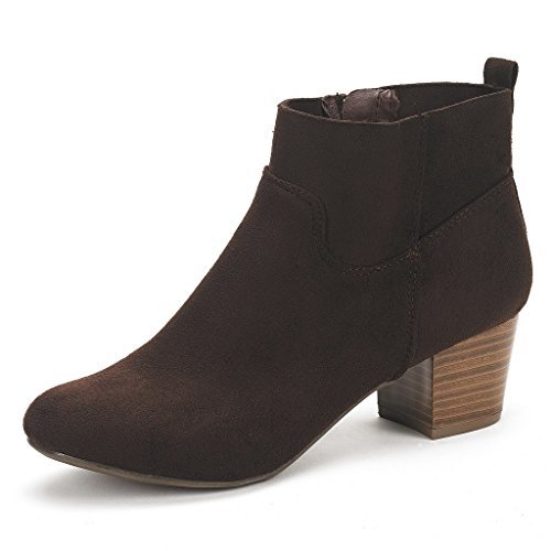black booties with brown block heel