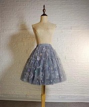 Women Gray Puffy Midi Skirt Plus Size A-line Midi Tulle Skirt Ballerina Skirt image 2