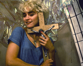Madonna 1980'S Smiling Pose Holding Cross With Jesus On It 16X20 Canvas Giclee - $69.99