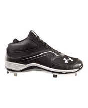 NEW NWB Under Armour Ignite Mid Cleat Black/Black Size 14 Baseball Cleats $70 - $44.50