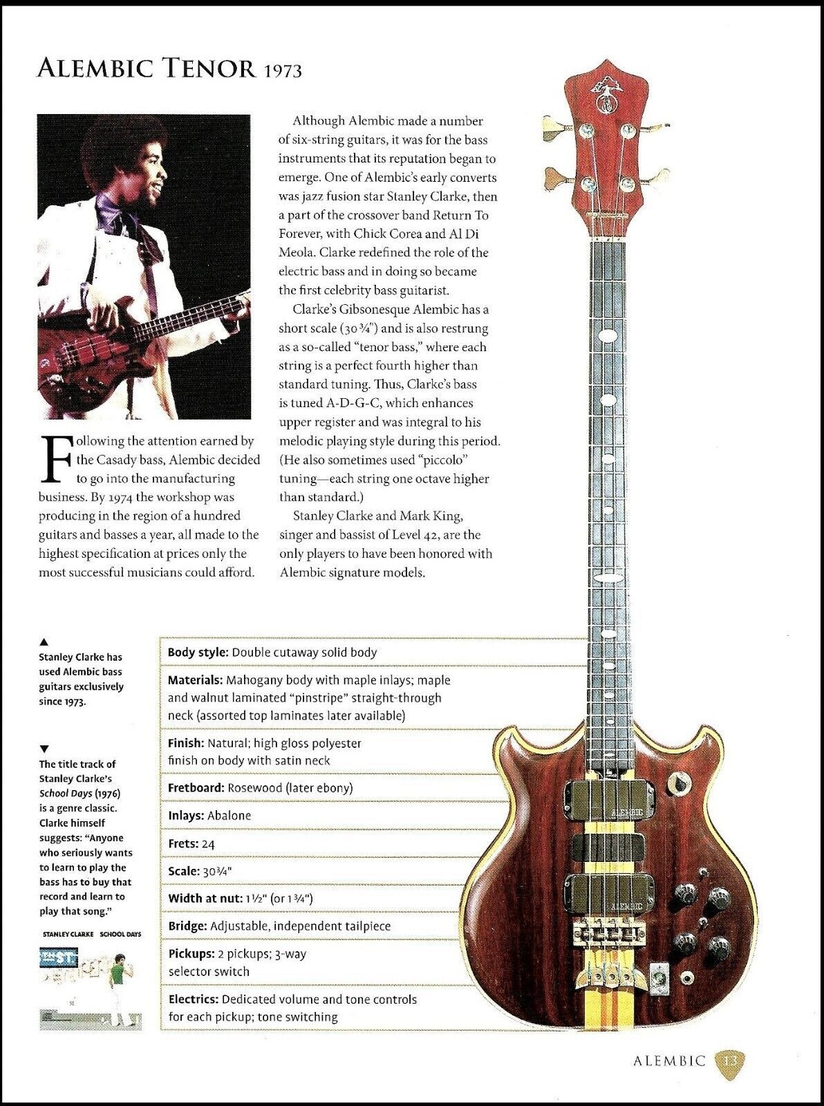 Stanley Clarke Alembic Tenor Bass Ampeg ASB1 Devil Bass guitar history