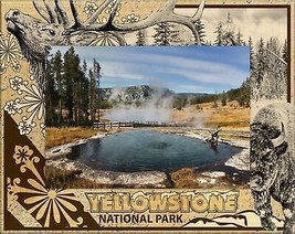 Yellowstone National Park with Elk and Bison Laser Engraved Wood Picture (8x10)  - $52.99