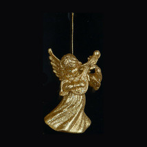 KURT S. ADLER GOLD GLITTERED ANGEL PLAYING MANDOLIN CHRISTMAS ORNAMENT - $8.88