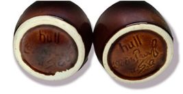 Vintage  Hull Brown Drip Pottery USA Large Salt & Pepper Shakers w/ New Corks image 3
