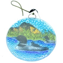 Loon Diver Aquatic Bird Fused Art Glass Ornament Sun Catcher Handmade Ecuador image 1