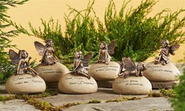 Fairy Message Rock Statues Set of 6 With Sentiment Garden Brushed Copper Color  image 2