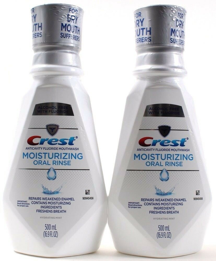 2 Crest Moisturizing Oral Rinse Hydrating Mint Mouthwash 16.9oz Bottles