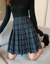 Knee Length Black Plaid Skirt School Girl Plus Size Knee Pleated PLAID SKIRTS image 4