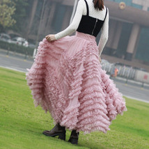 PINK Tiered Tulle Maxi Skirt Outfit Ruffle Multi Layered Tulle Skirt Wedding  image 2
