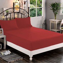 Extra Deep Wall Fitted Sheet+2 Pillow Case 1000 TC Burgundy Solid Select Size - $43.19