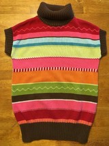 Gymboree Girl's Multi Color Striped Short Sleeve Turtleneck Sweater Medium 7/8 - $14.03