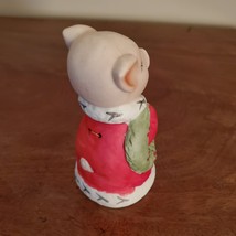 Vintage Jasco Porcelain Pig Bell, Christmas Santa Pig Figure, 1980 Critter Bells image 9