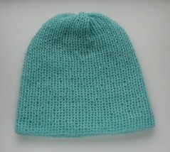 light minty mohair beanie, womens mohair hat, small size - 54 cm - $11.88