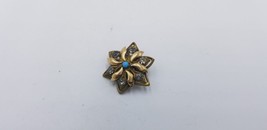 Vintage Antique Gold Tone Star Pin/Brooch With Rhinestone Ends & Turquoise - $9.62