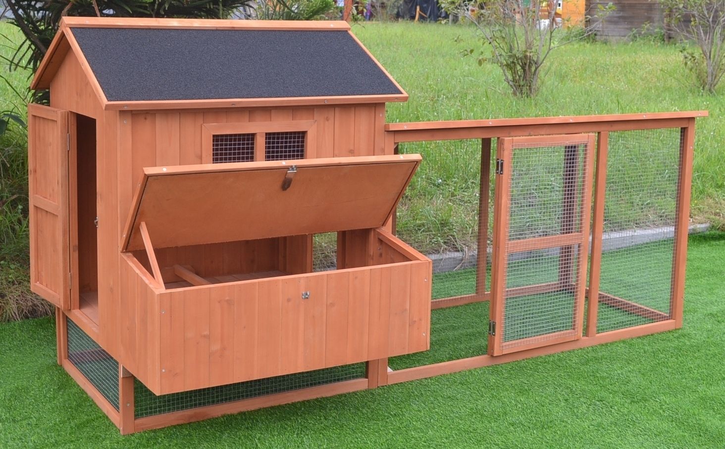 87" Deluxe Solid wood Hen Chicken Cage House Coop Huge w/ nsting box